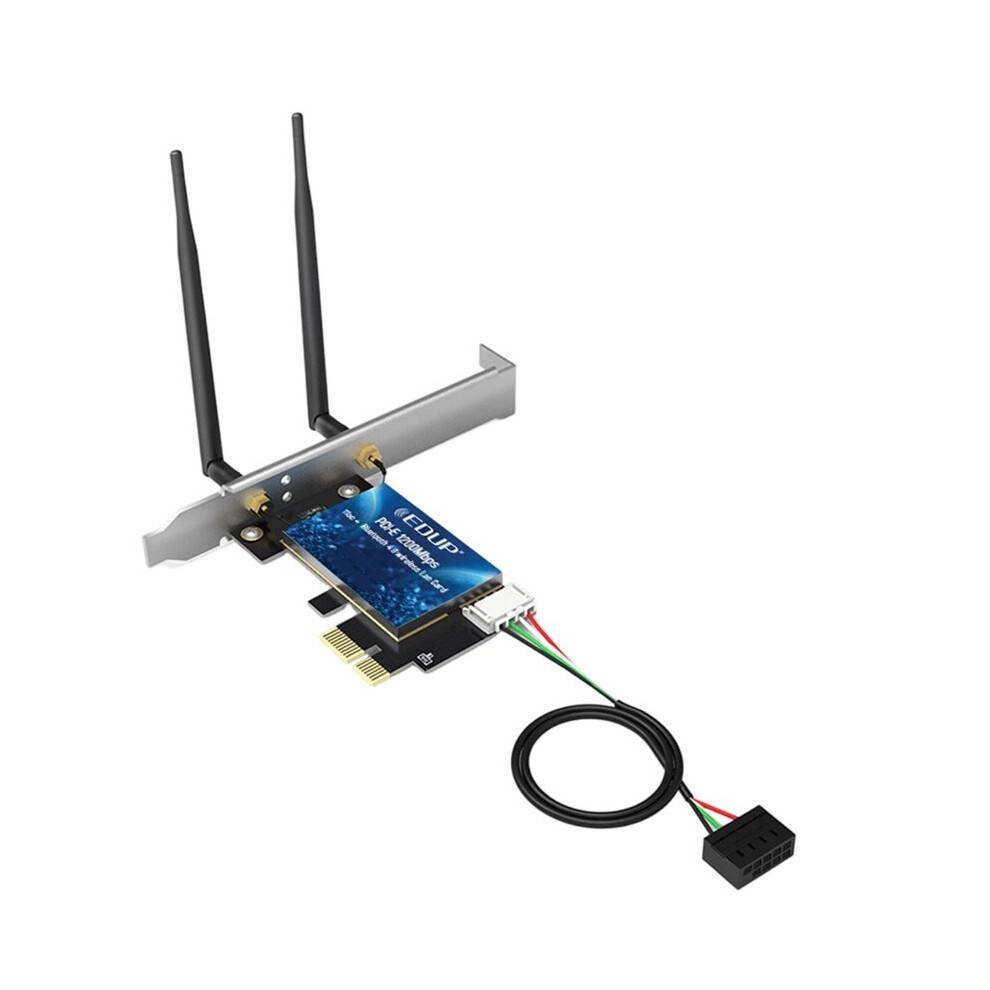 EDUP WiFi 1200Mbps PCI-E Trådlös Kort BT4.0 Dual Band 2.4G/5GHz 802.11AC Nätverkskort Desktop Laptop PC för Windows 7/10/11