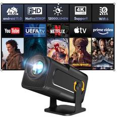Smart miniprojektor XGODY, Gimbal5 Android 11, Full HD-projektor, Native 1080P, 4K, stöder 5G, WiFi6 Bluetooth 5.0 hemmafilmprojektor, elektriskt fokus, auto keystone 180, roterande, mattsvart