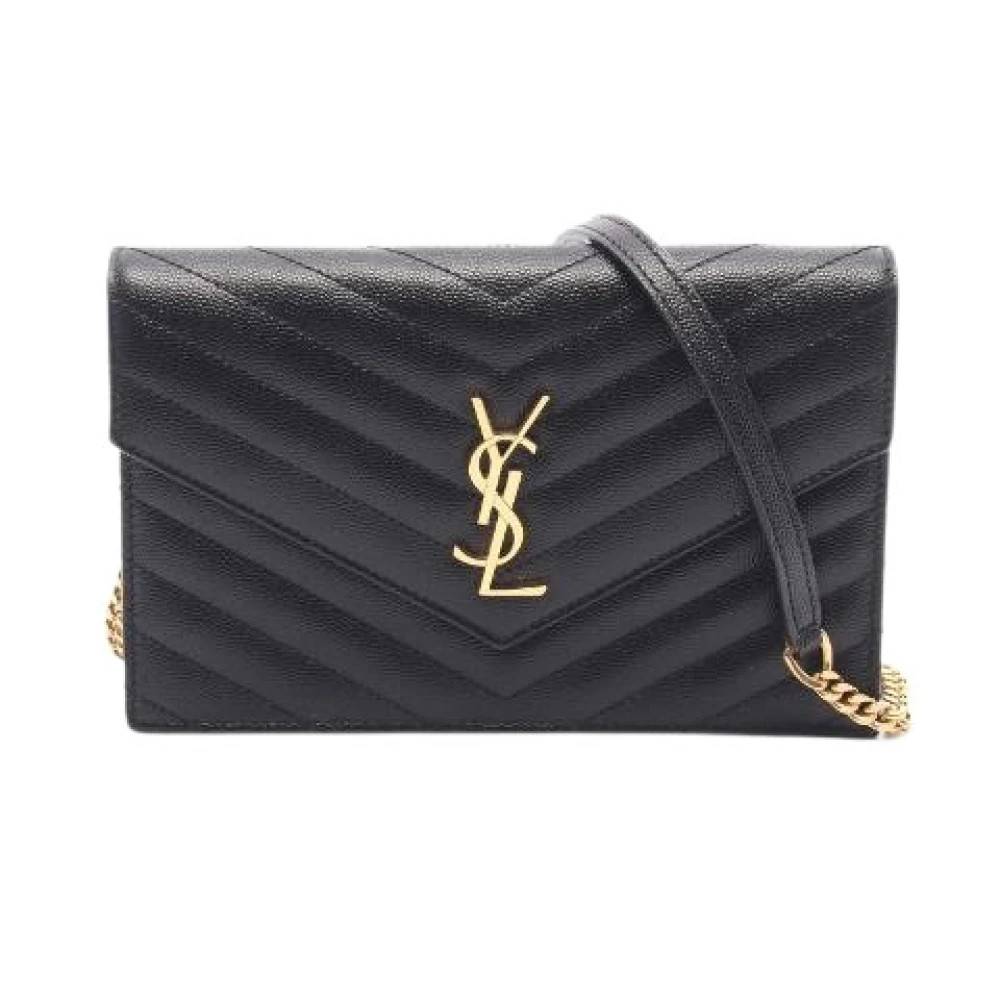 Yves Saint Laurent Vintage Pre-owned Cassandra Envelope Læder Skuldertaske - Vintage - Dame - Sort - ONE SIZE - Uld