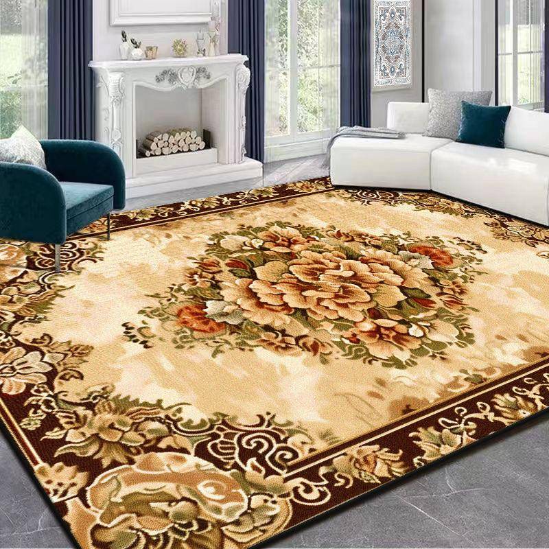 Europeisk Stil Guldiga Stora Vardagsrumsmattor Lyxdekoration Tvättbar Plysch Sovrumsmatta Lounge Tatami Halkfri Golvmatta 80*160cm