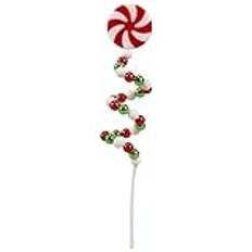 Christmas Picks, Christmas Curly Pick | Böjda stamprydnader godisform - Röd Grön Vit Jul Lollipop Ornament Dekorativa pinnar för Träd Krans Hantverk Öppen spis Semesterhus