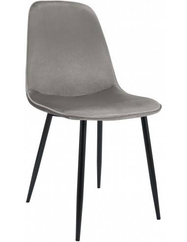 Spisebordsstol i metal og velour H88 cm - Sort/Lysegrå