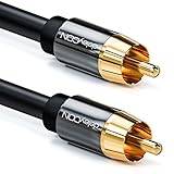 deleyCON 10m Subwoofer Kabel - Cinch RCA Digitalt Koaxialkabel - Förgyllda Kontakter - Audio Kabel - Subwoofer AV Receiver Förstärkare Hemmabio