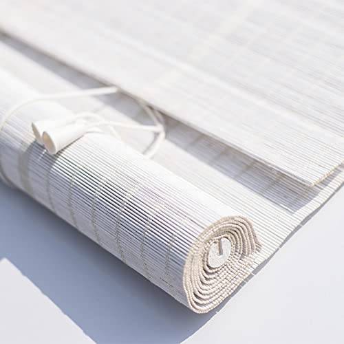 Utomhus bambu vit rullgardin, vertikal bambu rullgardin naturlig bambu interiör, mörkläggning, integritetsgardin för fönster balkong trädgård (50 x 100 cm/20 x 39 tum, vit)