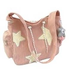 Makukke Y2K manchester axelväska kvinnor, söt tygväska stor crossbody-väska för skola kontor arbete resor shopping, Rosa