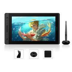 HUION Kamvas Pro 16 Grafiktablett mit Display Drawing Tablet mit Tilt-Funktion und 6 Drucktasten+1 Touch-Leiste, Geeignet für Chromebook, Windows & Mac -Ideal für Fernunterricht