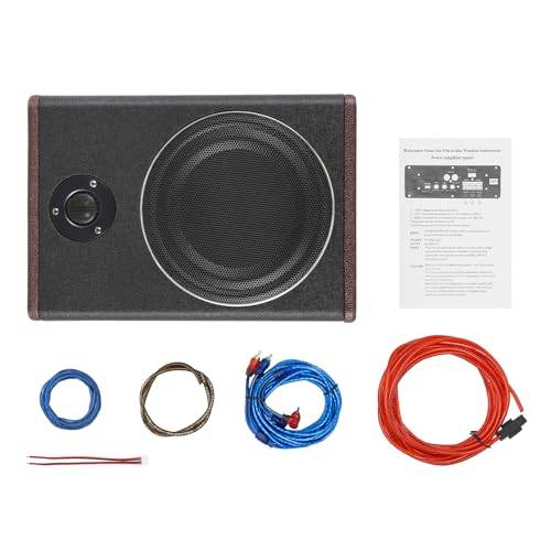 Giniania Subwoofer för bil, 600 W undersätessubwoofer, 8 tum/20,32 cm, smal design med inbyggd förstärkare, bas box – vattentät, kraftfullt hölje, svart