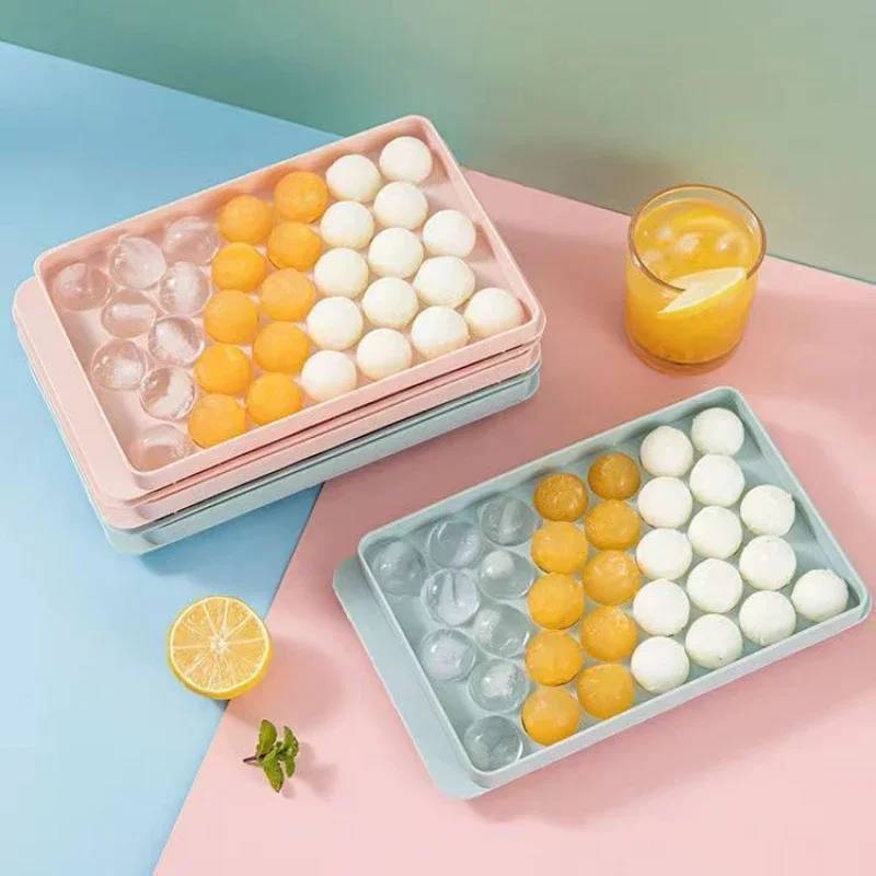 3D Round Ice Cube Tray With Lid Plastic Diamond Spherical Style Ice Mold DIY Mould Ice Ball Maker Kitchen Tools Ice Cube Mold