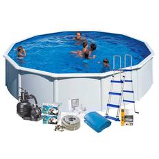 Poolpaket Swim & Fun White Steel Rund Baspaket 120 cm Djup Diameter: 550 cm