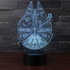 Tusindårsfalken 3D lampe. Natlampe med The Millennium Falcon. Farveskift mellem 7 farver.