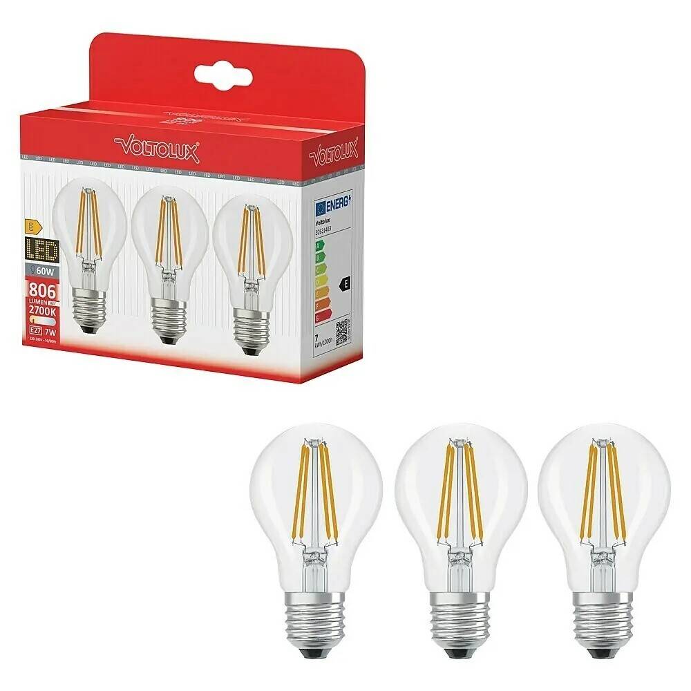 Voltolux kronepære LED E27 7 W 3 stk.