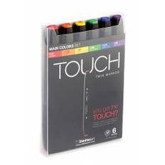 Touch TWIN marker sæt med 6 stk., MAIN COLOURS