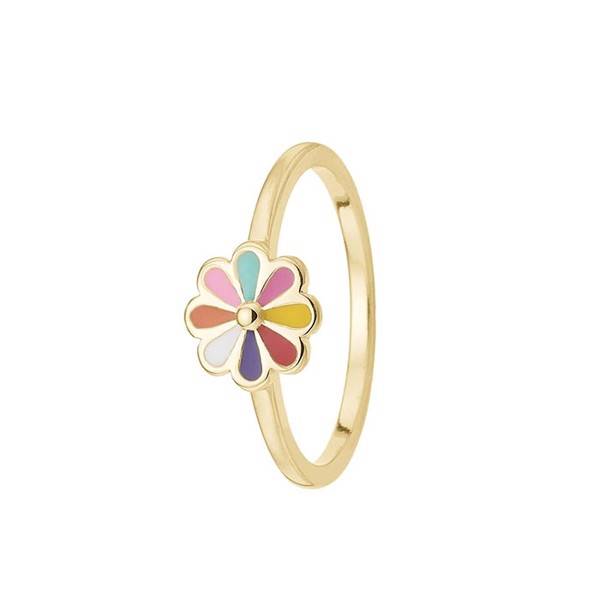 Forgyldt sterling sølv Fingerring, Colourful Flower fra Aagaard, 6 mm