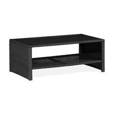 Comfort Garden Wisconsin Soffbord och Loungebord Utomhus 110 cm Svart Konstrotting Glas - Balkongbord