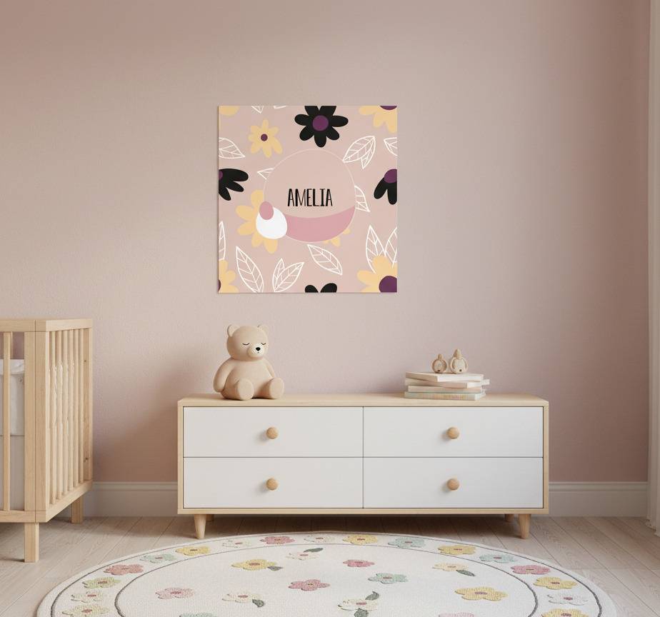 Personliga posters med blommig namnskapelse
