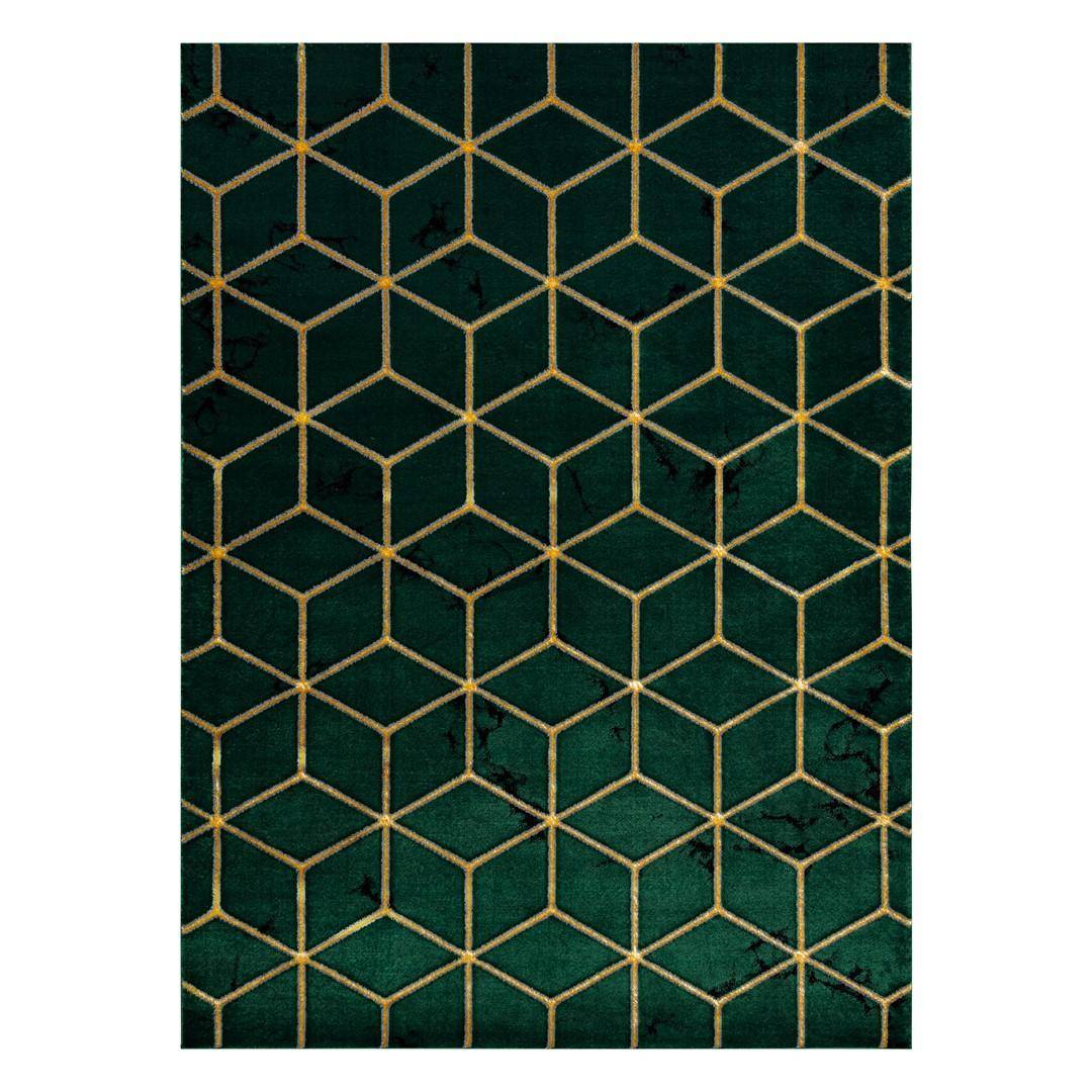 Gulvtæppe Hakano Estema Cubes - flaskegrøn 160×220