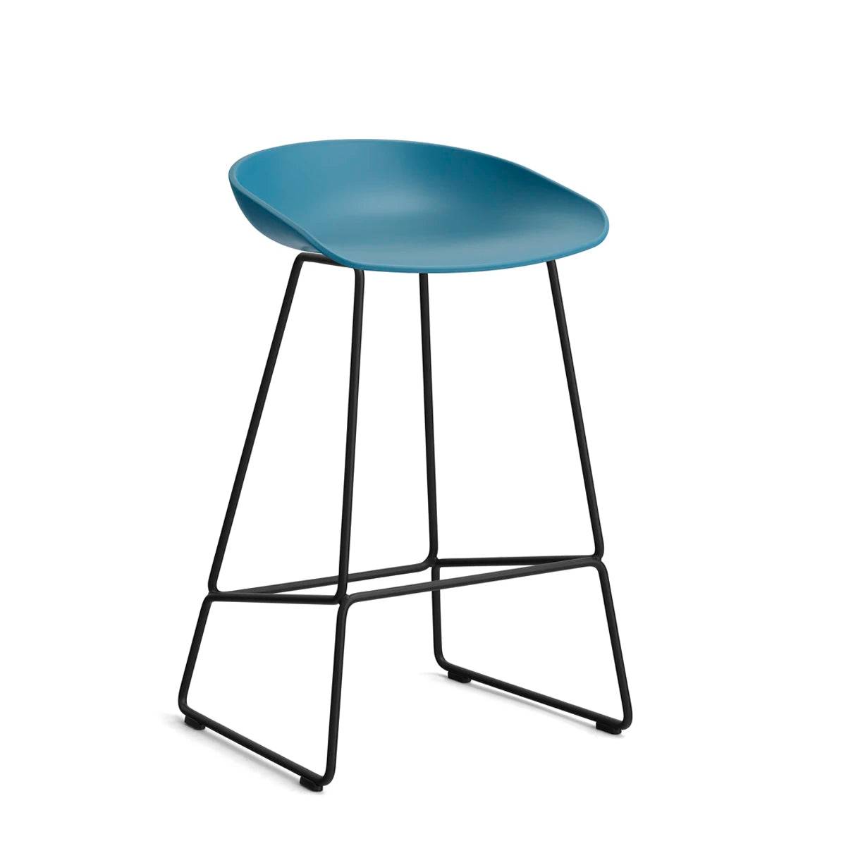 HAY About a Stool - AAS 38 Barstol - Sort Stål - H:65cm - Azure Blue