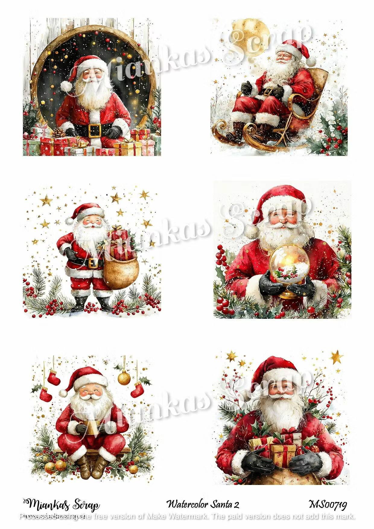 Miankas Scrap klippark - Watercolor Santa 2