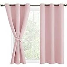 DWCN Ogenomskinliga Mörkläggningsgardiner, Gardiner för Vardagsrum, Sovrum, Barnrum, med Öljetter, 2 stycken Thermogardin, Blus-rosa, 137 x 117 cm (H x B)