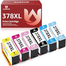 AUMOK 378XL Druckerpatronen Kompatible für Epson 378 Multipack Epson XP 8600 Epson Expression Photo XP-8600 Patronen XP-8605 XP-8500 XP-8505 XP-8000 XP-8700 (6-Farbig, 1BK, 1C, 1M, 1Y, 1LC, 1LM)