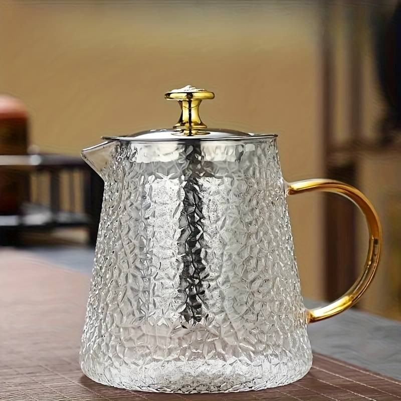 1pc 18.5oz/25.3oz/32oz Large Capacity Thickened Heat-resistant Glass Tea Pot Coffee Pot Household Stainless Steel Filter Tea Maker Large Capacity Flower Infuser Tea Boil Pot