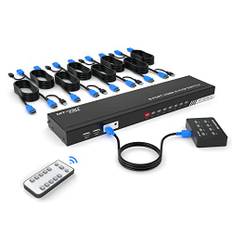 MT-VIKI KVM Switch HDMI 8 Port HDMI Konsole 8 in 1 Out mit IR Fernbedienung 8xKVM Kabel Desktop Selektor 4 USB-Port Auto Scan 2xRack-Satz 4K30Hz