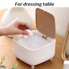 TEMU Square Plastic Trash Can With Lid And Button, Odor-sealing Waste Bin For Bedroom, Bathroom, Living Room, Office, And Kitchen - 2.6 Gallon And 0.5 Gallon Options