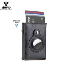Anti Theft Men Wallet Credit Card Holder Smart Wallets Compatible With Apple Air Tag RFID Blocking Slim Carbon Fiber AirTag Brown Walet Business Casua - Multicolor - Black,Brown,Carbon Black