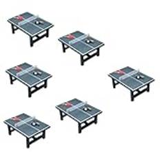 HEMOTON 6 Set Mini Pong Bord Dockhus Bordtennis Mini Sportutrustning Trä Dockhus Mini Dekoration Dockhus Möbler Bord Harts Leksak Set Småbarn Biljardbord