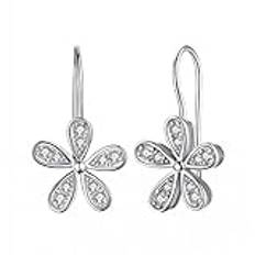 Daisy Flower Dangle Drop örhängen Cubic Zirconia hängande örhängen för kvinnor smycken