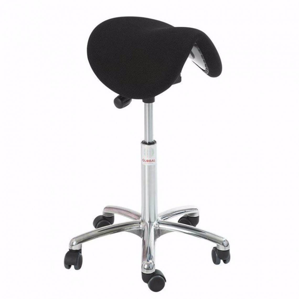 Sadelstol Dalton Alu50 uden ryglæn, stof, Farve Sort, Sæde Fleksibel (Flexmatic).