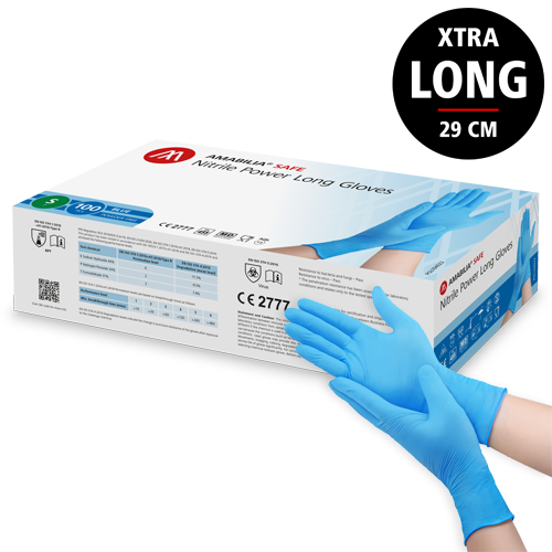 Extra långa Power Nitrilhandskar blå (Small) Amabilia 100/fp