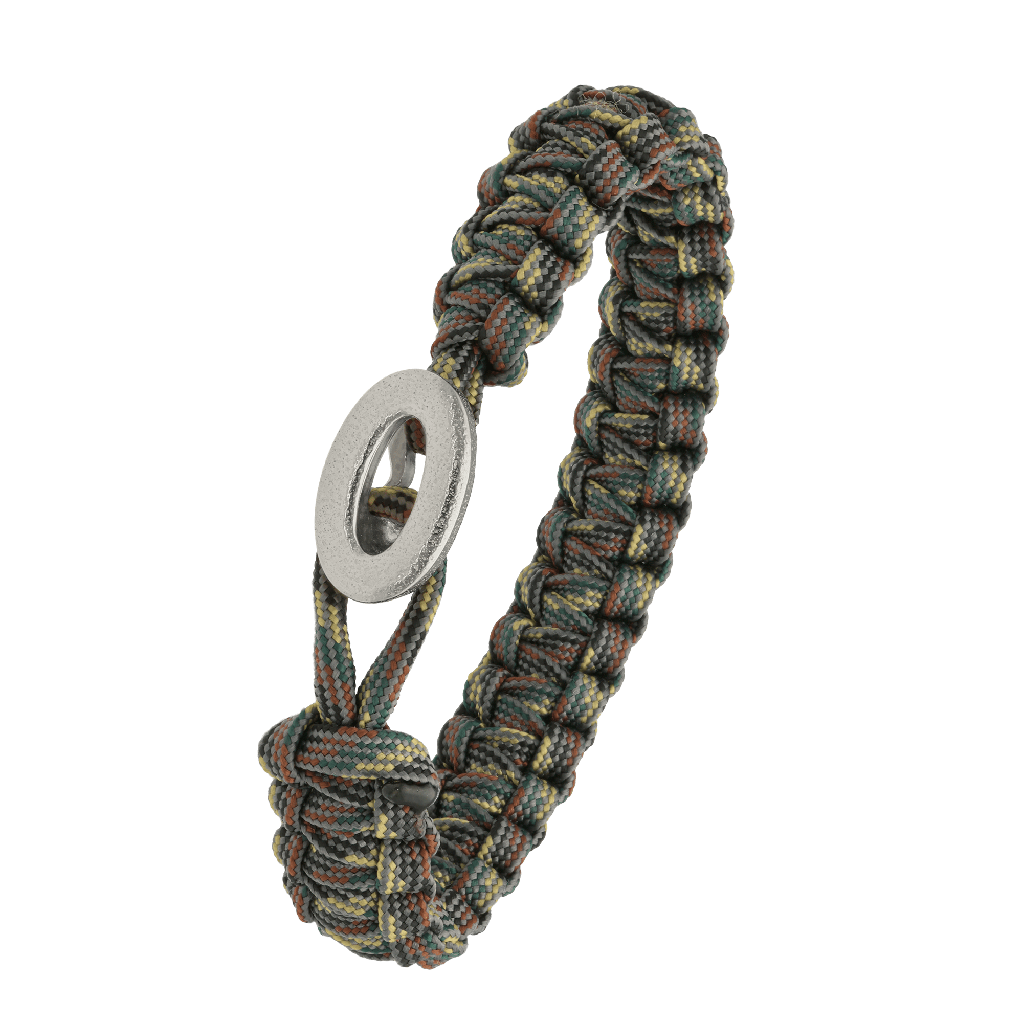 FSTS Bracelet Camouflage with Brushed Sterling Silver Lock - Grön, Silverfärg (230 mm)