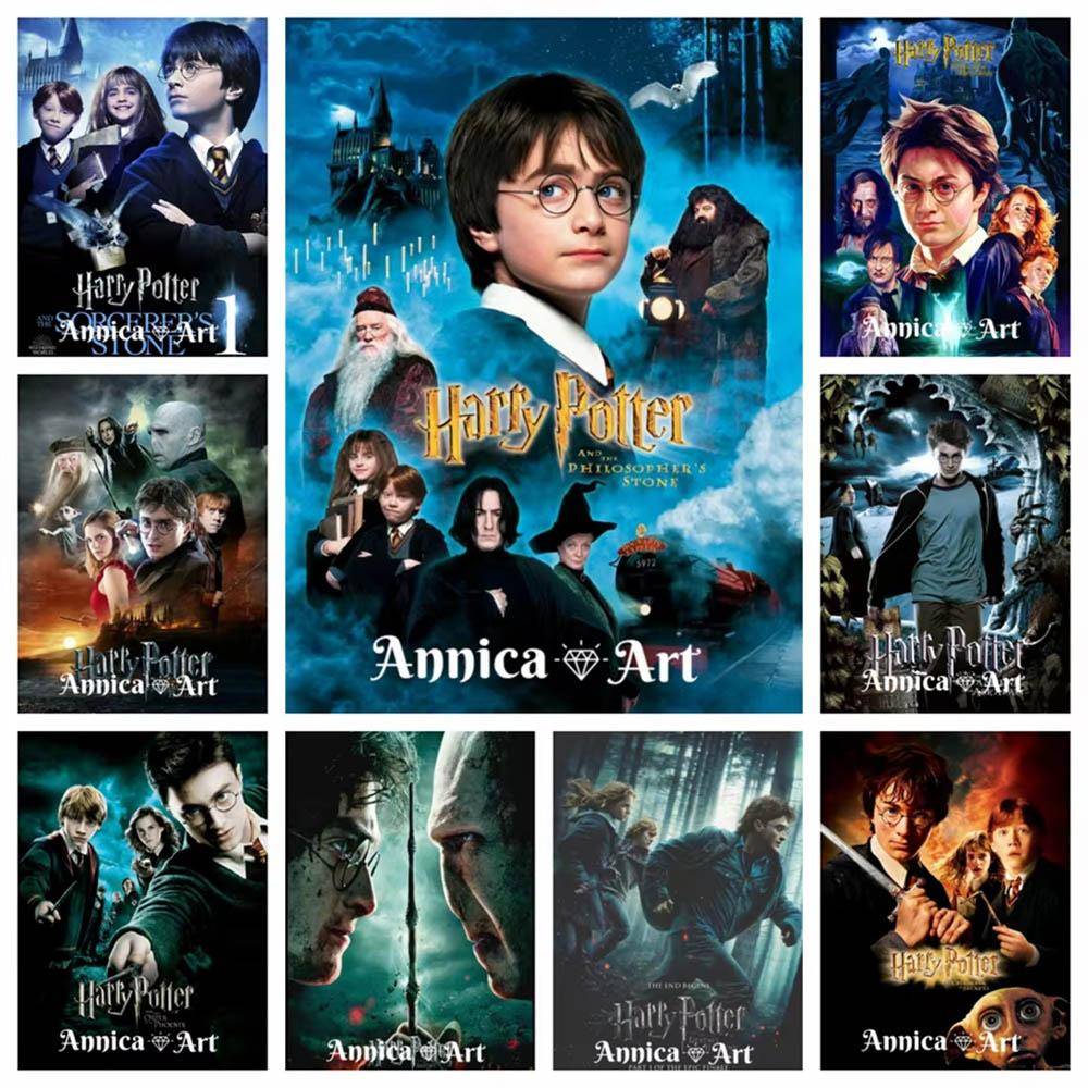 Harry Potter Tecknad Stitch Bilder Set Konstduk Hogwarts Skola Mosaikstygn 5d Diy Full Borr Diamantmålning Konst