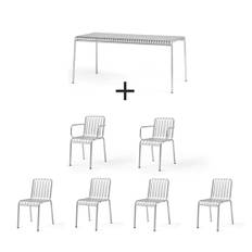 Hay - Palissade sæt - Bord + 6 stole - Galvaniseret - 4 chair og 2 arm chair
