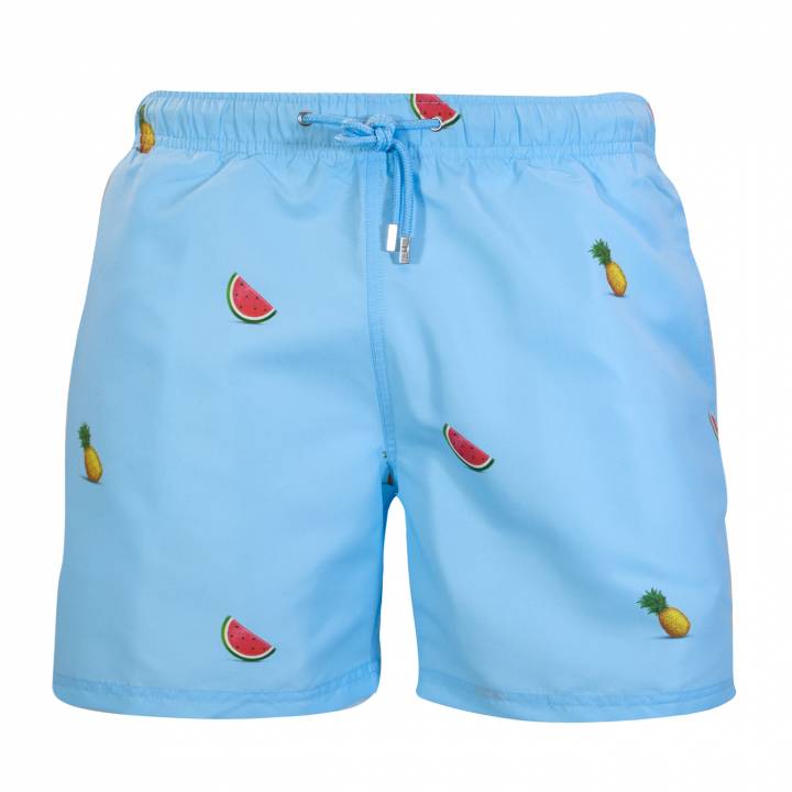 Pineapple & Watermelon Badshorts, 116 Cm - Ljusblå
