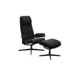 Stressless® Paris lænestol - sort paloma læder (Høj ryg, inkl. skammel, Cross matsort stel)