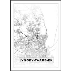 Karta - Lyngby-Taarbæk - Vit Poster