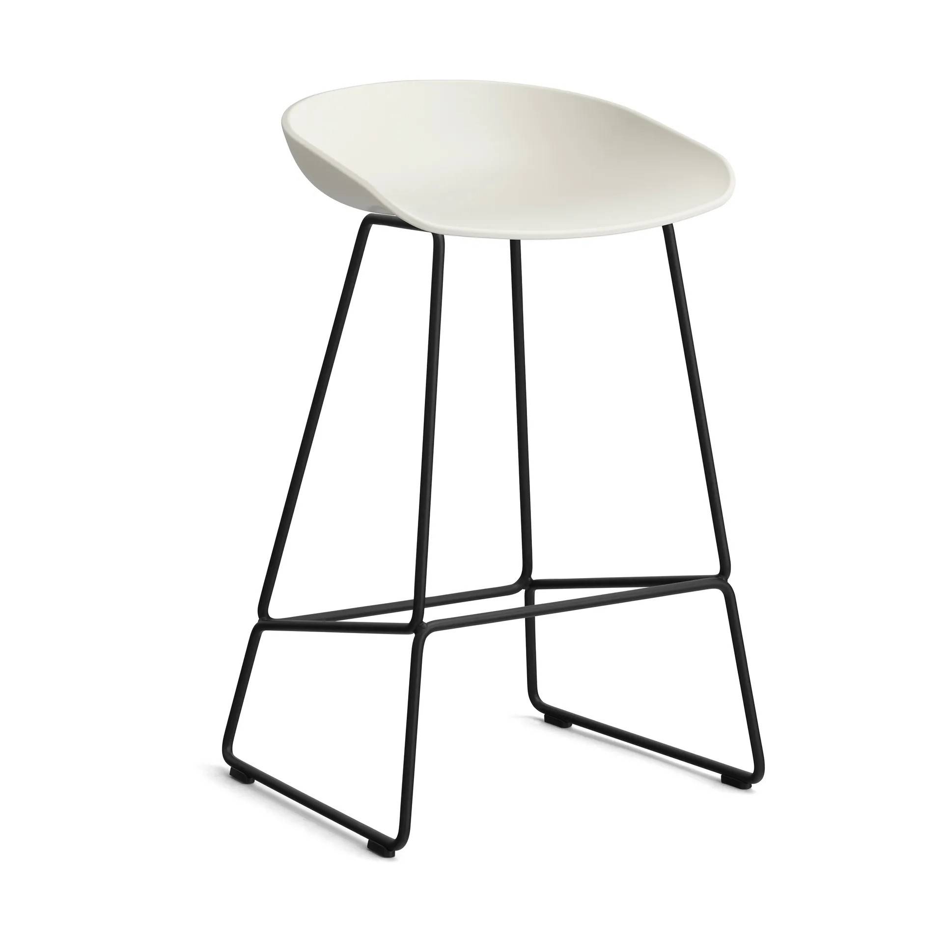HAY About a Stool 38 Low barstol 2.0 Melange cream-sort stålstel.