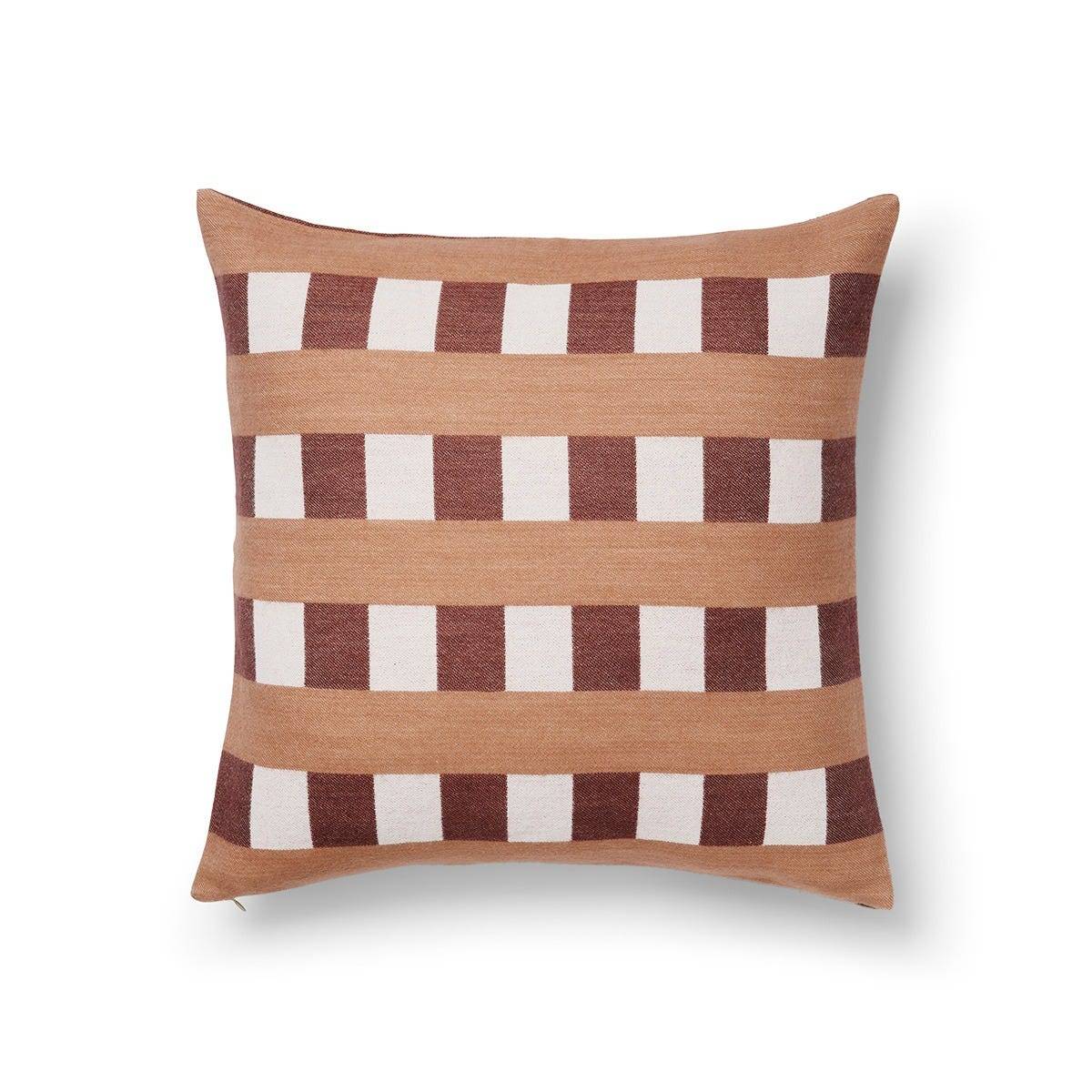 Kuddfodral Eda Ullmix Rutig 50x50cm Brun