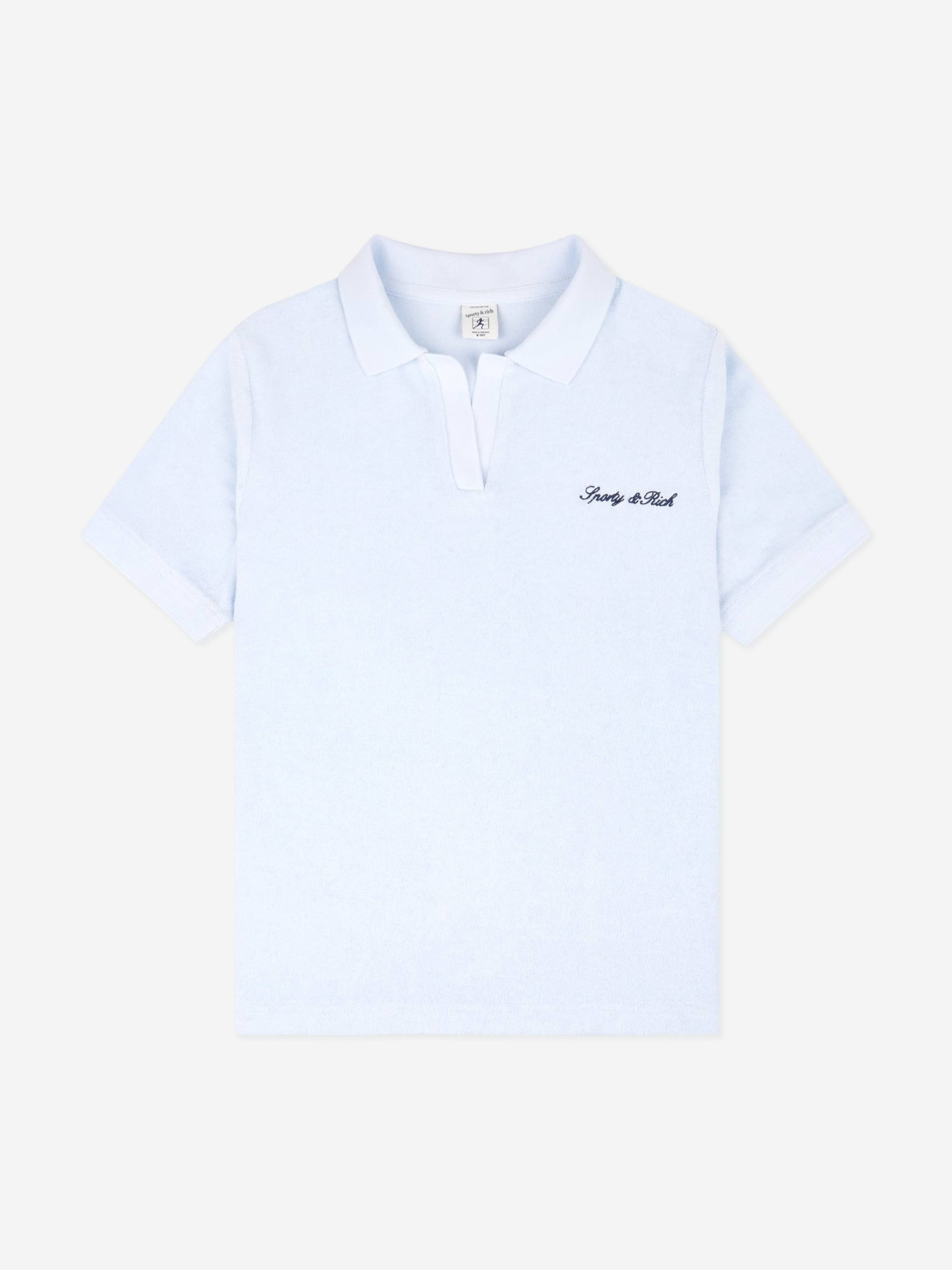 Sporty & Rich Kids Signature Logo Terry Polo Shirt in Blue - Multicoloured / 10 - 12 Yrs (10 - 12 Yrs)
