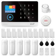 LWOHSI Home Security Alarmanlage WIFI+GSM Alarmanlage DIY Alarm Kit mit PIR-Detektor, Fernbedienungen, Tür-/Fenster-Sensor kompatibel mit Alexa, KEINE monatliche Gebühr, PG103-2GEU-F