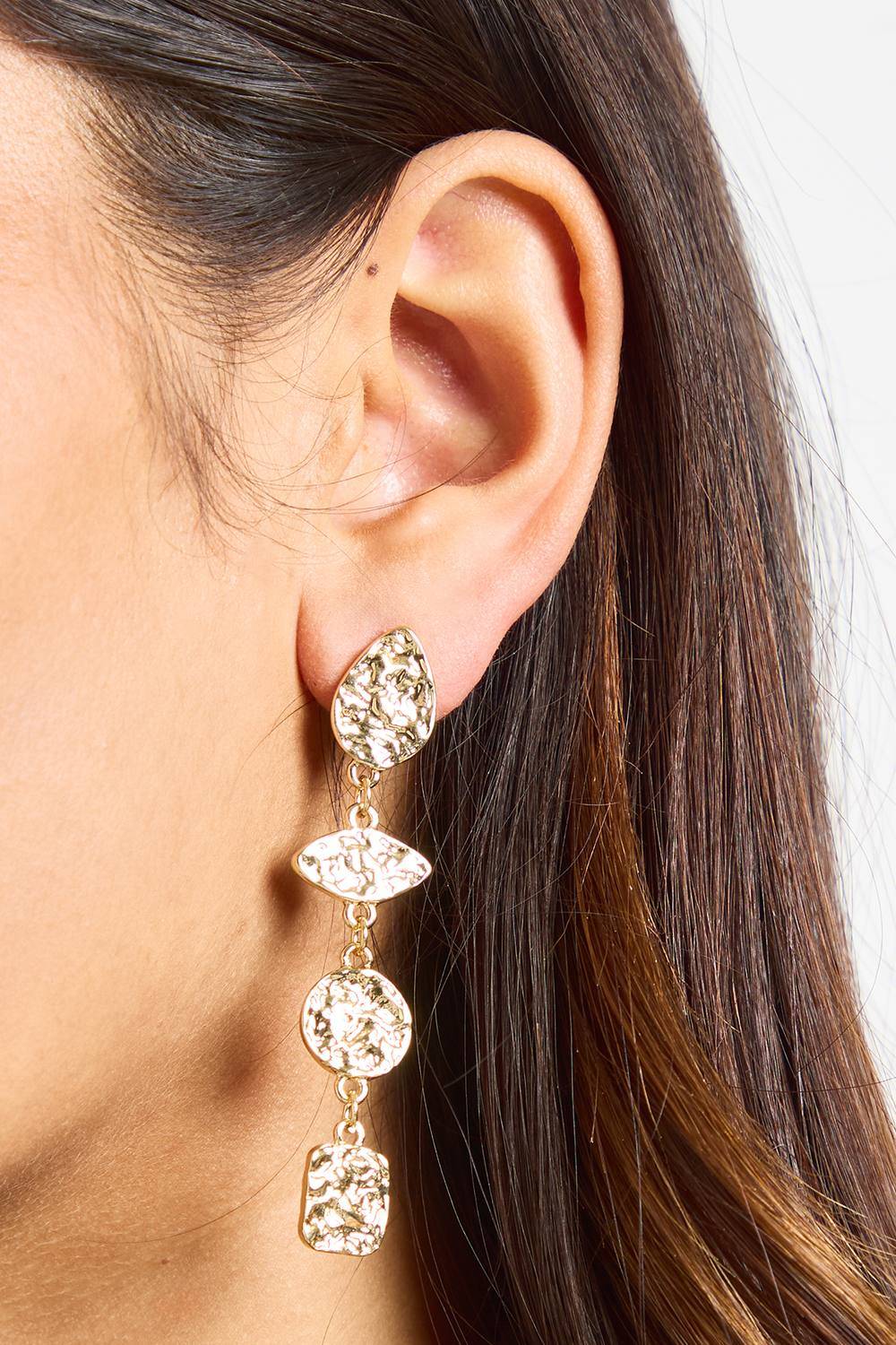 boohoo Dam Hammered Gold Drop Statement Earrings | Guld - One Size