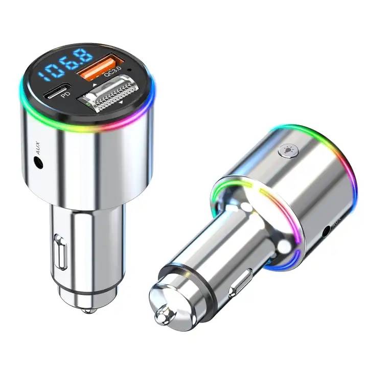 2024 New Arrival Car MP3 Player Bluetooth 5.1 Zinc Alloy USB Fast Charger FM Transmitter QC 3.0 Car Charger