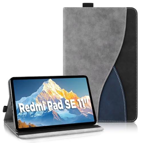 AsWant Fodral för Xiaomi Redmi Pad SE 11 tum 2023 – ultratunn surfplatta med plånbok och stativfunktion, skyddsfodral, kompatibelt med Redmi Pad SE (grå)
