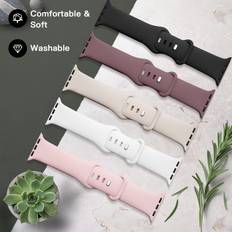 TEMU 5pcs Silicone Sport Bands For Iwatch - Soft, Waterproof Wristbands Compatible With 38mm To 49mm Models - Perfect For Men & Women, Fits Series Se/9/ultra/8/7/6/5/4/3