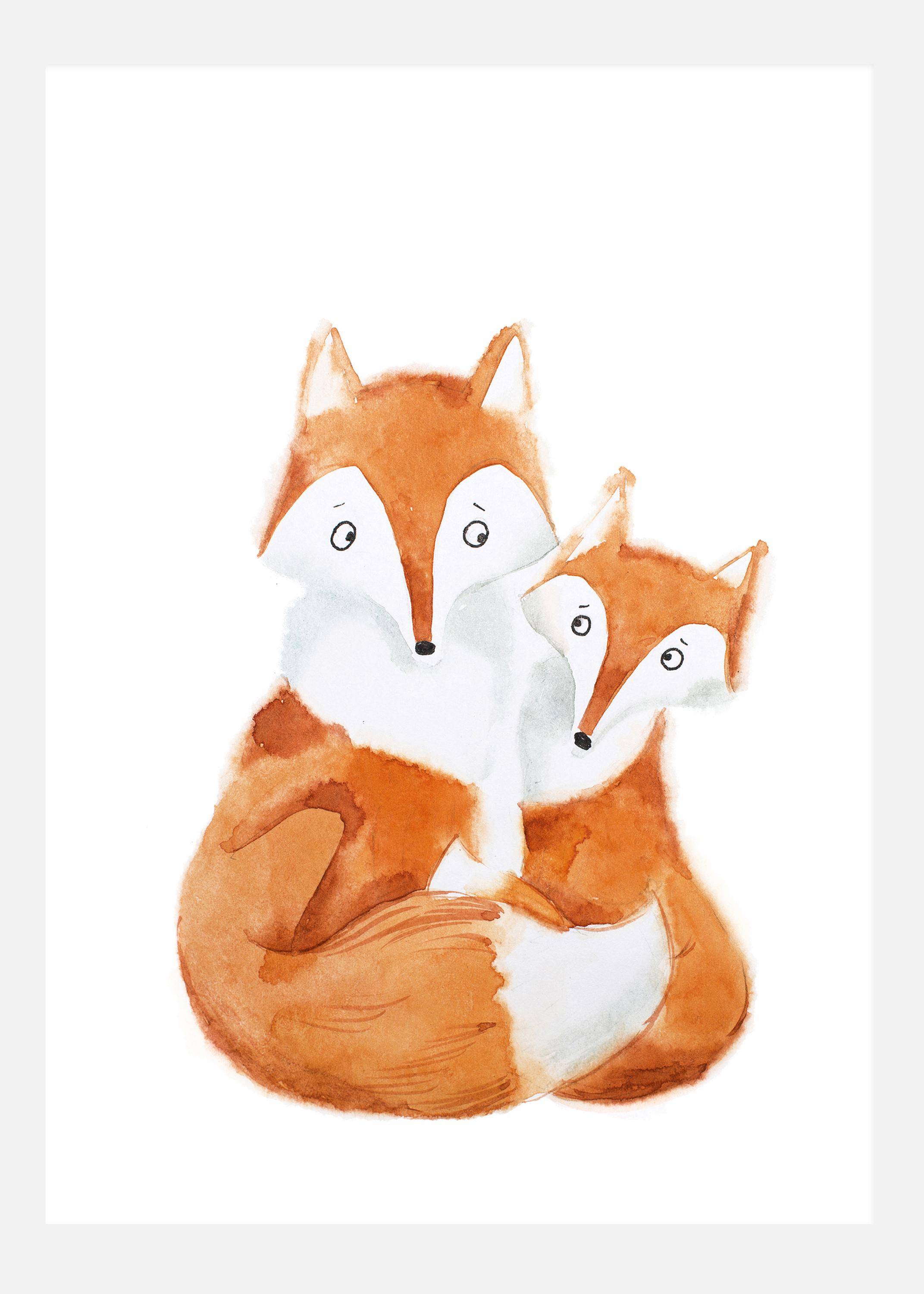 Fox Family Canvastavla (30x40 cm)