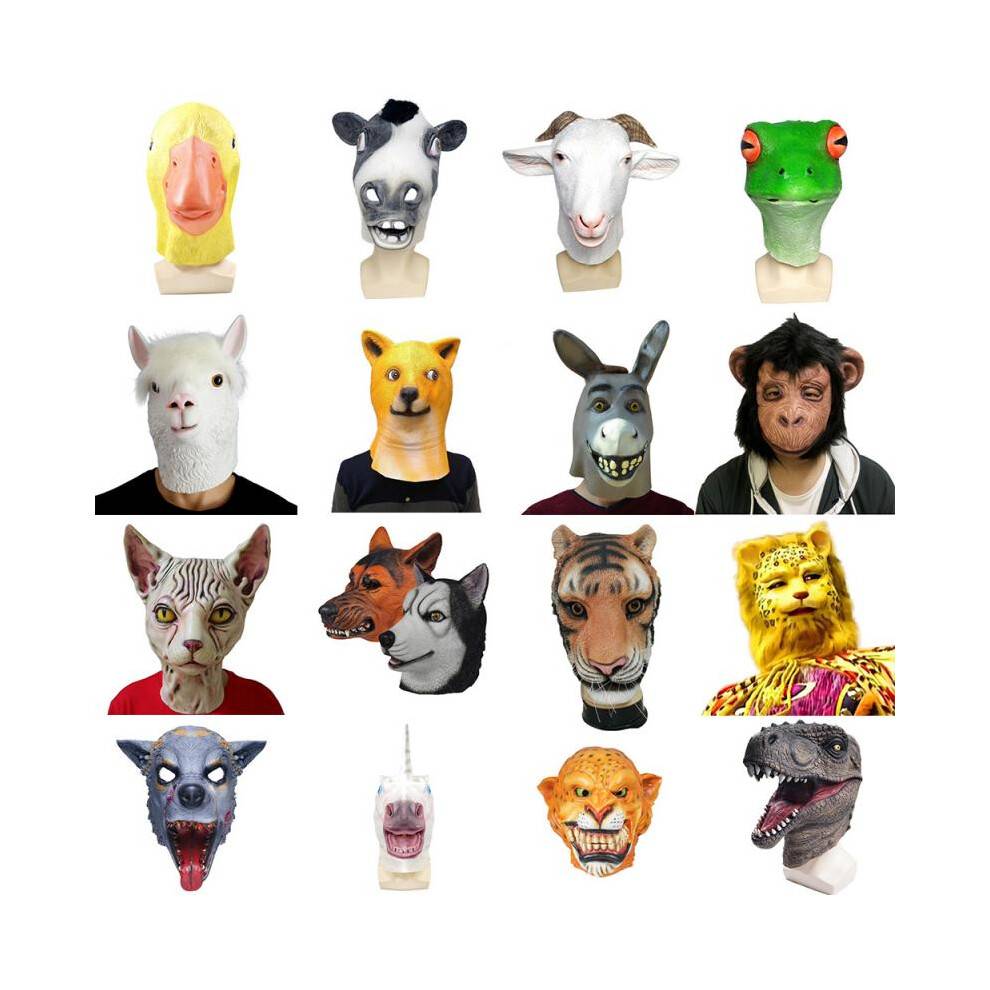 (Horror evil clown) Funny Animal Latex Mask for Live Streaming, Halloween Party Props, Multicolor Silly Beast Headgear Cosplay