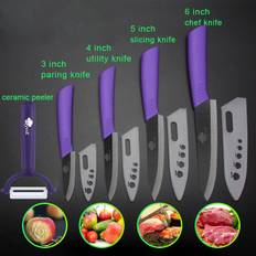 Keramiska knivar Köksknivar 3 4 5 6 tum Kockkniv Kockset+skalare Vit Zirconia Blad Flerfärgat handtag Köksknivar och tillbehör Knivset