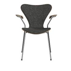 Fritz Hansen - 3207 Series 7, Front Upholstered, Vanir - Granite Brown 373 - Spisebordsstole - Arne Jacobsen - Sort,Hvid - Metal/Træ/Skum/Uld